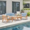 Vifah Kapalua Honey Nautical Eucalyptus Wooden Outdoor Sofa Set, Side Angle - Vifah Kapalua Honey Nautical Eucalyptus Wooden Outdoor Sofa Set, Side Angle