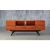 Furnitech Signature Collection Mid-Century Modern TV Console In Wood - Front Angle - Furnitech Signature Collection Mid-Century Modern TV Console In Wood - Front Angle