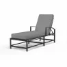 La Jolla Chaise in Canvas Granite w/ Self Welt - Front Side Angle - La Jolla Chaise in Canvas Granite w/ Self Welt - Front Side Angle
