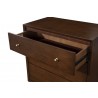 Alpine Furniture Flynn Mid Century Modern 3 Drawer Small Chest, Walnut - Closeup Angle