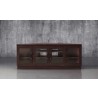 Furnitech 60" Contemporary Corner TV Stand Media Console for Flat Screen and Audio Video Installations in a Wenge Finish - Closeup Angle