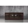 Furnitech 60" Contemporary Corner TV Stand Media Console for Flat Screen and Audio Video Installations in a Wenge Finish - Closeup Angle - Furnitech 60" Contemporary Corner TV Stand Media Console for Flat Screen and Audio Video Installations in a Wenge Finish - Closeup Angle