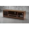 Furnitech 70" Contemporary TV Stand Media Console for Flat Screen and Audio Video Installations in a Light Cognac Finish - Front Side Angle - Furnitech 70" Contemporary TV Stand Media Console for Flat Screen and Audio Video Installations in a Light Cognac Finish - Front Side Angle