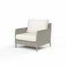 Manhattan Club Chair in Linen Canvas w/ Self Welt - Front Side Angle - Manhattan Club Chair in Linen Canvas w/ Self Welt - Front Side Angle