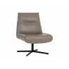 Sunpan Karson Swivel Lounge Chair in Alpine Grey Leather  - Front Side Angle - Sunpan Karson Swivel Lounge Chair in Alpine Grey Leather  - Front Side Angle