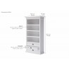 Nova Solo HALIFAX White Mahogany Bookcase with 3 Drawers and 4 shelves - Dimension
