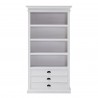Nova Solo HALIFAX White Mahogany Bookcase with 3 Drawers and 4 shelves - Front Angle