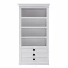 Nova Solo HALIFAX White Mahogany Bookcase with 3 Drawers and 4 shelves - Front Angle - Nova Solo HALIFAX White Mahogany Bookcase with 3 Drawers and 4 shelves - Front Angle