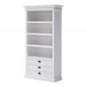 Nova Solo HALIFAX White Mahogany Bookcase with 3 Drawers and 4 shelves - Front Angle