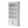 Nova Solo HALIFAX White Mahogany Bookcase with 3 Drawers and 4 shelves - Front Angle - Nova Solo HALIFAX White Mahogany Bookcase with 3 Drawers and 4 shelves - Front Angle