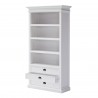 Nova Solo HALIFAX White Mahogany Bookcase with 3 Drawers and 4 shelves - Front-Side Angle