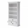 Nova Solo HALIFAX White Mahogany Bookcase with 3 Drawers and 4 shelves - Front-Side Angle - Nova Solo HALIFAX White Mahogany Bookcase with 3 Drawers and 4 shelves - Front-Side Angle