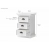 Nova Solo HALIFAX White Mahogany Nightstand with 3 Drawers