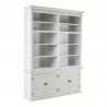 Nova Solo HALIFAX Twin Tower Hutch Bookcase w/ 10 open shelves & 2 double doors - Front  Angle