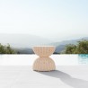 Azzurro Living Cabo Side Table With Natural Aluminum Frame And Almond And All-Weather Wicker - Lifestyle