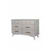 Alpine Furniture Flynn Mid Century Modern 7 Drawer Dresser, Grey - Front Side Angle