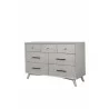 Alpine Furniture Flynn Mid Century Modern 7 Drawer Dresser, Grey - Front Side Angle - Alpine Furniture Flynn Mid Century Modern 7 Drawer Dresser, Grey - Front Side Angle