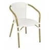 Hand Painted Aluminum Arm Chair W/ PE Weave And Binding Back And Seat - CAFE A - White Wash - Hand Painted Aluminum Arm Chair W/ PE Weave And Binding Back And Seat - CAFE A - White Wash