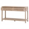 Essentials For Living Cane 2-Drawer Entry Console - Smoke Gray Oak, Smoke Gray Cane - Front Side Opened Angle