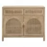 Essentials For Living Cane Media Cabinet - Smoke Gray Oak, Smoke Gray Cane - Front Angle - Essentials For Living Cane Media Cabinet - Smoke Gray Oak, Smoke Gray Cane - Front Angle