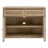 Essentials For Living Cane Media Cabinet - Smoke Gray Oak, Smoke Gray Cane - Front Opened Angle - Essentials For Living Cane Media Cabinet - Smoke Gray Oak, Smoke Gray Cane - Front Opened Angle
