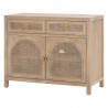 Essentials For Living Cane Media Cabinet - Smoke Gray Oak, Smoke Gray Cane - Front Side Angle