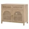 Essentials For Living Cane Media Cabinet - Smoke Gray Oak, Smoke Gray Cane - Front Side Angle - Essentials For Living Cane Media Cabinet - Smoke Gray Oak, Smoke Gray Cane - Front Side Angle