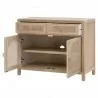 Essentials For Living Cane Media Cabinet - Smoke Gray Oak, Smoke Gray Cane - Front Side Opened Angle - Essentials For Living Cane Media Cabinet - Smoke Gray Oak, Smoke Gray Cane - Front Side Opened Angle
