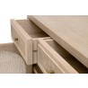 Essentials For Living Cane Media Cabinet - Smoke Gray Oak, Smoke Gray Cane - Closeup Side Opened Angle