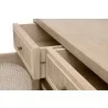 Essentials For Living Cane Media Cabinet - Smoke Gray Oak, Smoke Gray Cane - Closeup Side Opened Angle - Essentials For Living Cane Media Cabinet - Smoke Gray Oak, Smoke Gray Cane - Closeup Side Opened Angle