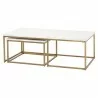 Carrera Nesting Coffee Table in Brushed Gold - Angled and Nested - Carrera Nesting Coffee Table in Brushed Gold - Angled and Nested