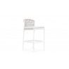 Azzurro Catalina Bar Stool With Matte White Aluminum Frame And Sand All-Weather Rope - Angled