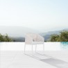 Azzurro Catalina Dining Chair With Matte White Aluminum Frame And Sand All-Weather Rope - Lifestyle