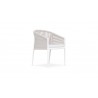Azzurro Catalina Dining Chair With Matte White Aluminum Frame And Sand All-Weather Rope - Angled