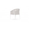 Azzurro Catalina Dining Chair With Matte White Aluminum Frame And Sand All-Weather Rope - Back Angled
