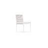 Azzurro Catalina Armless Dining Chair With Matte White Aluminum Frame And Sand All-Weather Rope - Angled