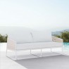 Azzurro Catalina 3 Seat Sofa In Matte White Aluminum Frame with Sand All-Weather Rope - Lifestyle