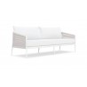 Azzurro Catalina 3 Seat Sofa In Matte White Aluminum Frame with Sand All-Weather Rope - Angled