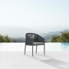 Azzurro Catalina Dining Chair With Matte Charcoal Aluminum Frame And Ash All-Weather Rope - Lifestyle