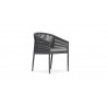 Azzurro Catalina Dining Chair With Matte Charcoal Aluminum Frame And Ash All-Weather Rope - Angled
