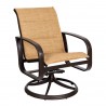 Woodard Cayman Isle Padded Sling Swivel Rocking Dining Armchair - Angled
