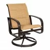 Woodard Cayman Isle Padded Sling Swivel Rocking Dining Armchair - Angled - Woodard Cayman Isle Padded Sling Swivel Rocking Dining Armchair - Angled