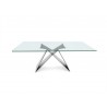 EIFFEL Clear Temp. Glass / Polished Stainless Steel Dining Table - Front