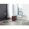 RIO Walnut Veneer With Clear Glass Office Desk - Lifestyle
