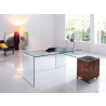 RIO Walnut Veneer With Clear Glass Office Desk