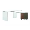 RIO Walnut Veneer With Clear Glass Office Desk - RIO Walnut Veneer With Clear Glass Office Desk