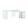 RIO White Lacquer With Clear Glass Office Desk