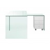 RIO White Lacquer With Clear Glass Office Desk - Front