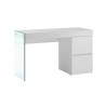 Casabianca IL VETRO Office Desk In High Gloss White Lacquer With Clear Glass - Angled