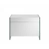 Casabianca IL VETRO Nightstand In High Gloss White Lacquer With Glass - Back - Casabianca IL VETRO Nightstand In High Gloss White Lacquer With Glass - Back
